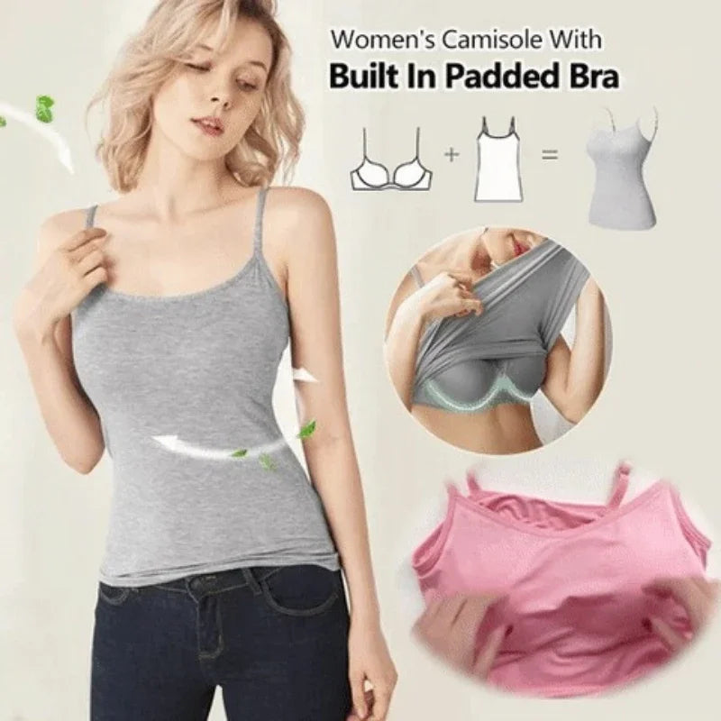 UrbanEdge - Women’s Built in Bra Cami Top Vest Tank Top