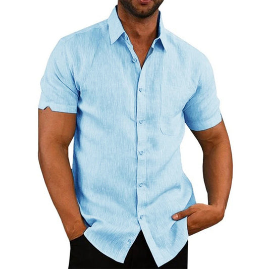 UrbanEdge - Cotton Linen Hot Sale Men's Short-Sleeved Shirts