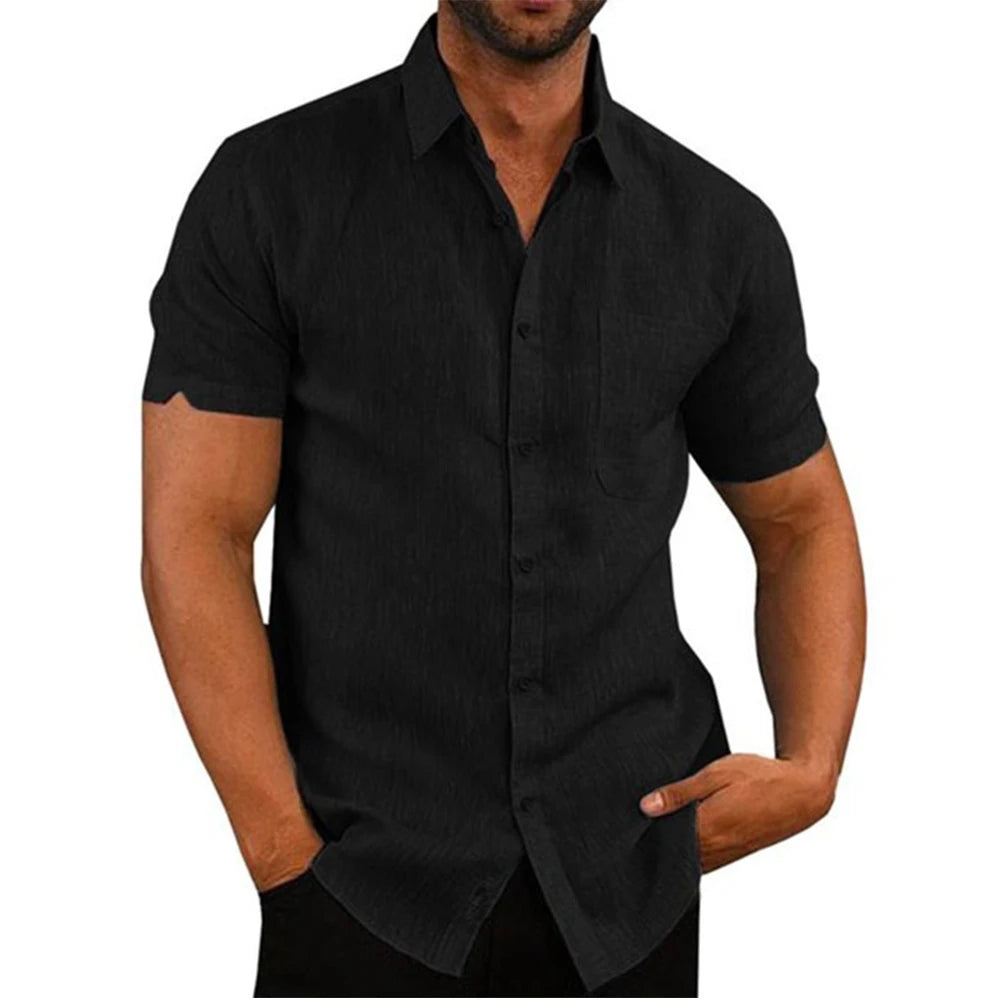 UrbanEdge - Cotton Linen Hot Sale Men's Short-Sleeved Shirts