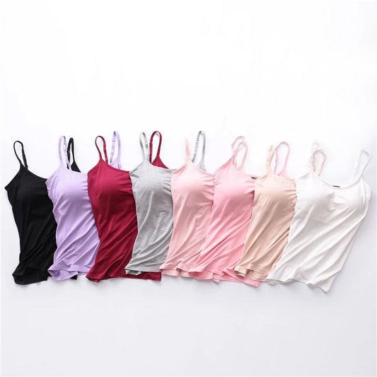 UrbanEdge - Women’s Built in Bra Cami Top Vest Tank Top