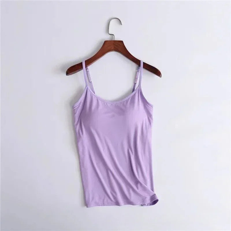 UrbanEdge - Women’s Built in Bra Cami Top Vest Tank Top
