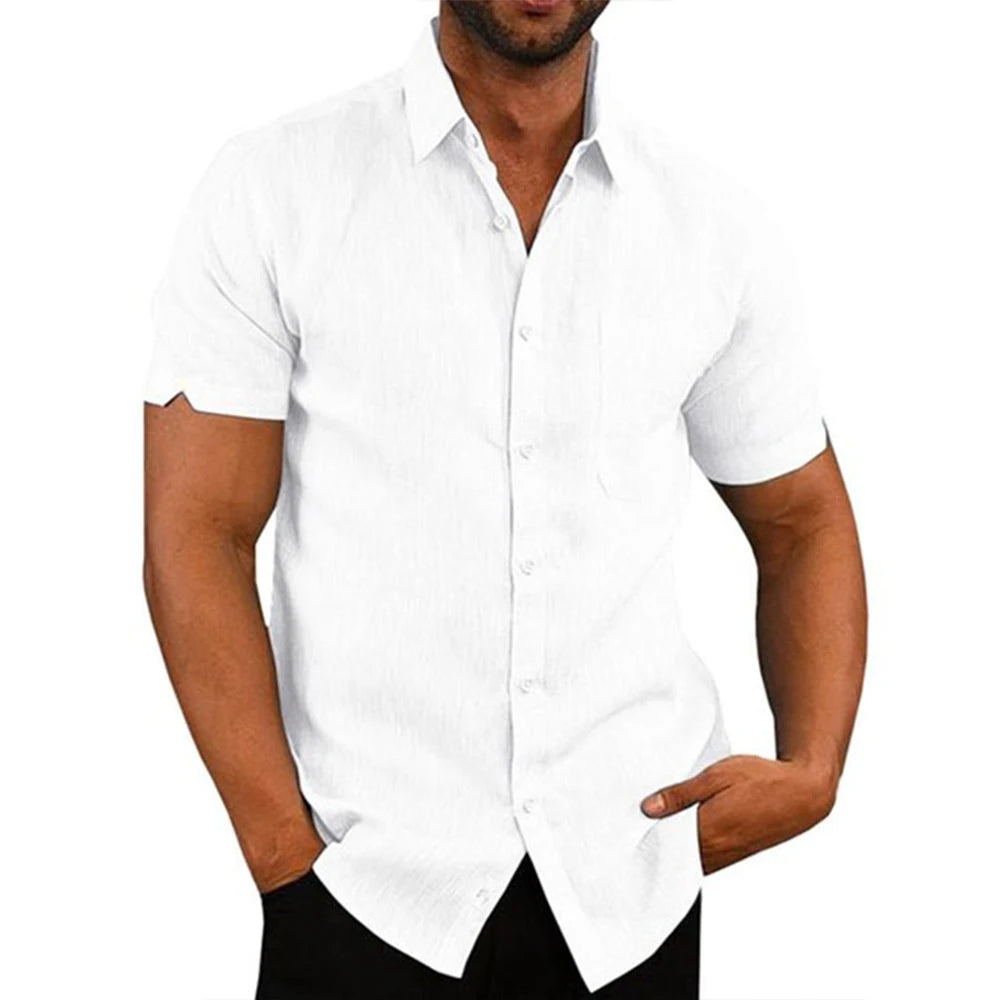 UrbanEdge - Cotton Linen Hot Sale Men's Short-Sleeved Shirts