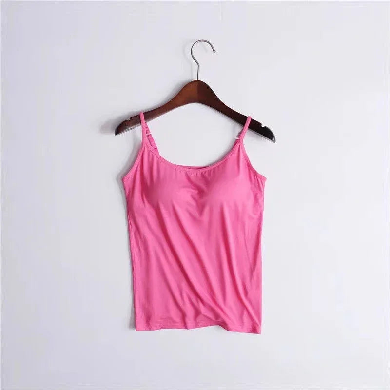 UrbanEdge - Women’s Built in Bra Cami Top Vest Tank Top