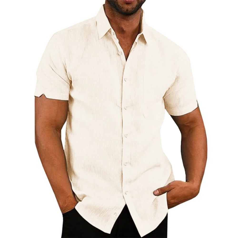 UrbanEdge - Cotton Linen Hot Sale Men's Short-Sleeved Shirts